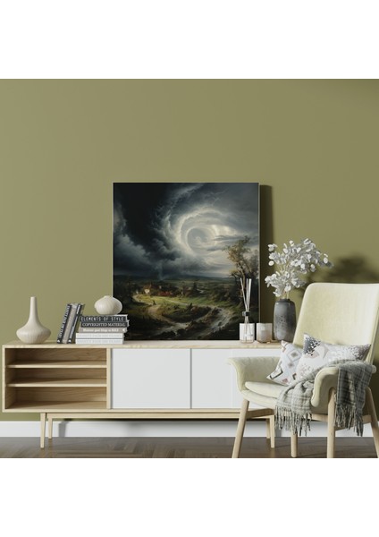 Fırtına Duvar Sanatı - Fırtına, Kasırga, Kanvas Tablo, Kırsal Manzara, 30X30