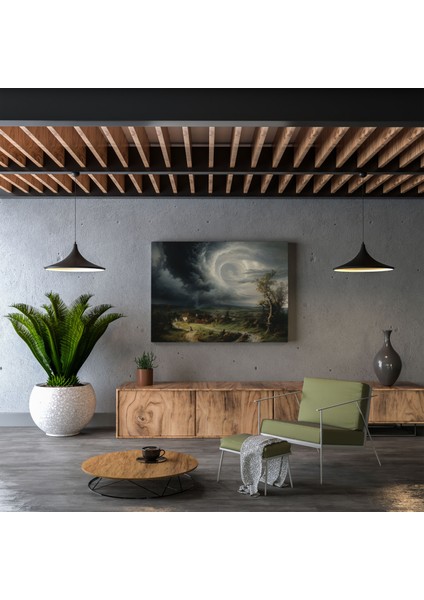 Fırtına Duvar Sanatı - Fırtına, Kasırga, Kanvas Tablo, Kırsal Manzara, 30X30