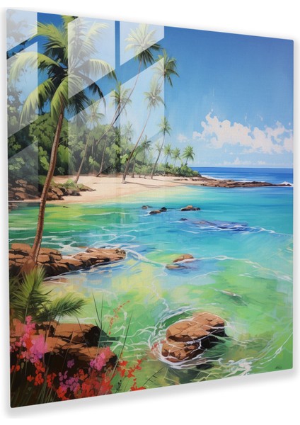 Dünyanın En Güzel Manzaraları - Canlı Akrilik Cam Baskı - Dünyanın En Güzel Manzaraları, Kristal Berrak Su, Duvar Dekorasyonu, Sakin Plaj, 30X30