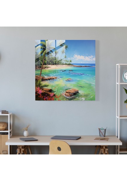 Dünyanın En Güzel Manzaraları - Canlı Akrilik Cam Baskı - Dünyanın En Güzel Manzaraları, Kristal Berrak Su, Duvar Dekorasyonu, Sakin Plaj, 30X30 fiyatları