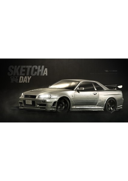 Nissan GT-R34 Araba Tasarım Poster 30X42 cm Çerçevesiz