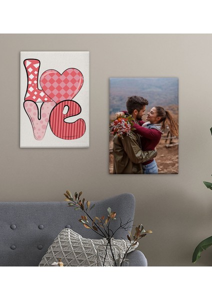 Kişiye Özel Sevgili Temalı 2’li 30X50CM Kanvas Tablo,duvar Dekoru,sevgiliye Hediye,ev Dekorasyonu,sevgililer Günü Hediyesi-3