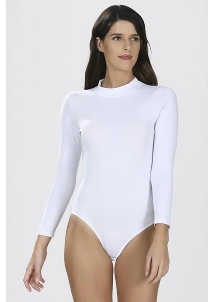 3'lü Yeni Sezon Beeyaz Uzun Kol Boğazlı Çıtçıtlı Body