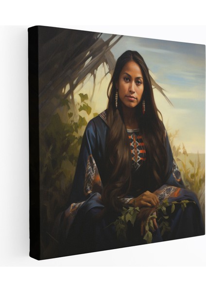 Kızılderili Kanvas Tablo - Sakin Kızılderili Kadın Duvar Tablosu - Kızılderili, Sakin, Kızılderili Kadın, Doğa, 30X30