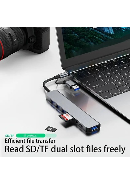 FXN-773 MacBook Pro/air USB 3.0 Çoklayıcı Sd/tf Usb-C Type C Kart Okuyucu Çevirici Adaptör