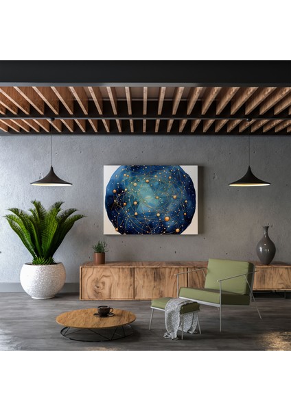 Takımyıldız Çizgileri Yıldız Haritası Kanvas Tablo - Yıldız Haritası, Suluboya Resim, Kanvas Tablo, Yıldız Haritası, 30X30 fiyatları