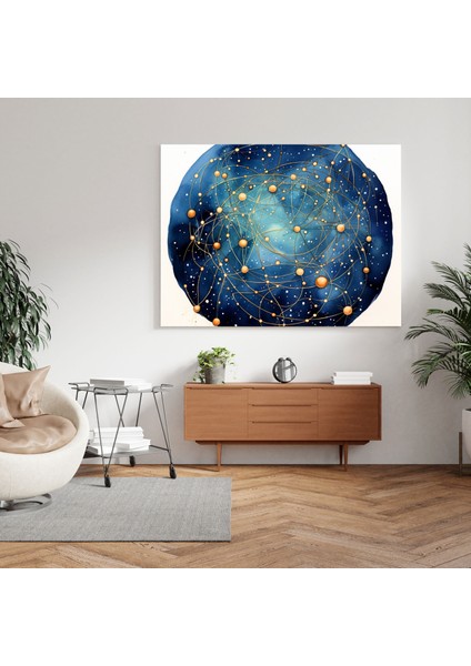 Takımyıldız Çizgileri Yıldız Haritası Kanvas Tablo - Yıldız Haritası, Suluboya Resim, Kanvas Tablo, Yıldız Haritası, 30X30 modelleri