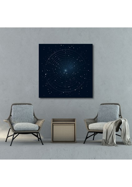 Yıldız Haritası Duvar Sanatı - Yıldız Haritası, Koyu Mavi Arka Plan, Sadelik, Kanvas, 30X30 fiyatları