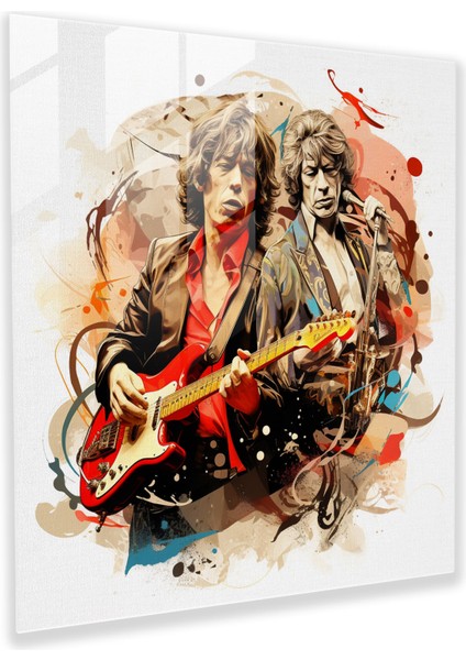 Müzikli Rolling Stones Cam Baskı - Rolling Stones, Dijital Kolaj Eseri, Cam Baskı, Cam Duvar Sanatı, 30X30