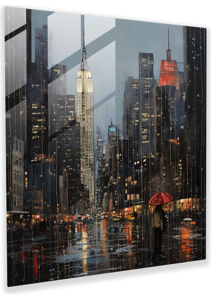 Kentsel Yağmur Cam Baskı - Yağmur, Çağdaş Resim, Duvar Dekorasyonu, Modern Sanat, 30X30