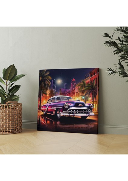 Klasik Retro Araba Tablosu - Retro, Duvar Dekorasyonu, Kanvas Tablo, 30X30