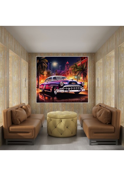 Klasik Retro Araba Tablosu - Retro, Duvar Dekorasyonu, Kanvas Tablo, 30X30