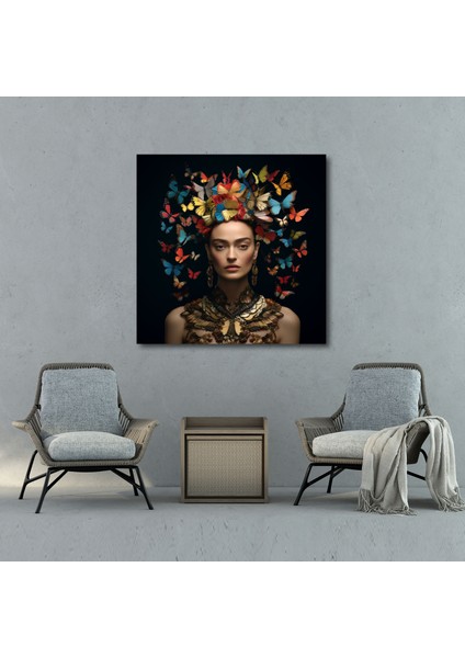 Frida Kahlo Kanvas Tablo - Frida Kahlo, Gerçeküstü Sanat Eseri, Kelebekler, Dönüşüm, 30X30