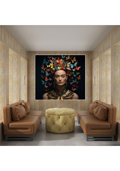 Frida Kahlo Kanvas Tablo - Frida Kahlo, Gerçeküstü Sanat Eseri, Kelebekler, Dönüşüm, 30X30