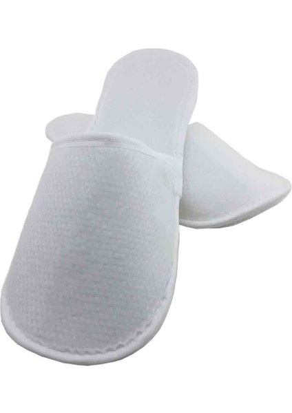 50 Çift Petek Dokulu Tek Katlı Havlu Beyaz Otel Terliği Tek Kullanımlık Kullan At