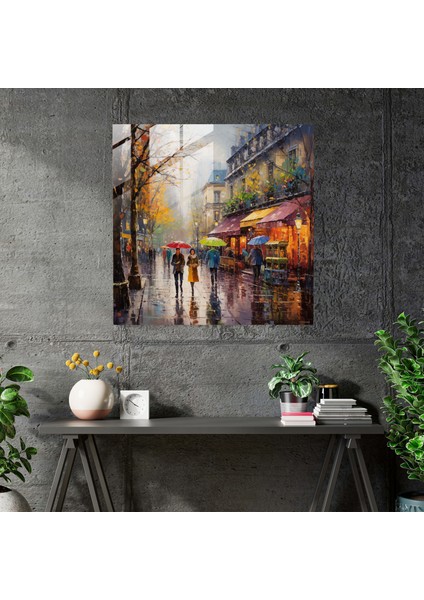 Paris'te Yağmurlu Bir Gün Cam Tablo - Yağmur, Cam Tablo, Yağmurlu Bir Gün, Cam Baskı, 30X30