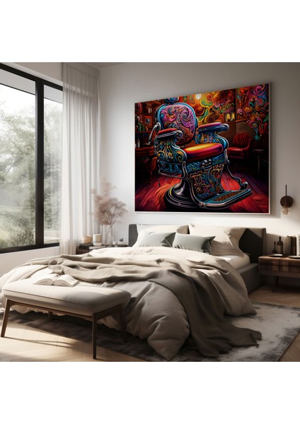 Lüks Berber Koltuğu Kanvas Tablo - Berber, Duvar Sanatı, Duvar Dekorasyonu, Kanvas Tablo, 30X30