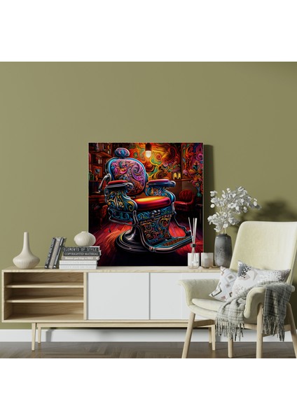 Lüks Berber Koltuğu Kanvas Tablo - Berber, Duvar Sanatı, Duvar Dekorasyonu, Kanvas Tablo, 30X30