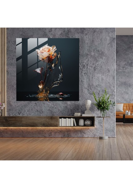 Soluk Yapraklar - Cam Duvar Sanatı - Reddedilme, Modern Sanat, Unutulmaz Güzellik, Duvar Dekorasyonu, 70X70 modelleri