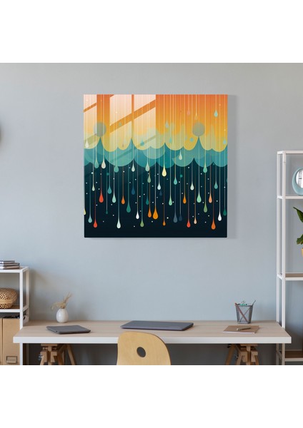 Yağmur Damlası Soyutlama Cam Baskı - Yağmur, Yağmur, Modern Sanat, Geometrik Soyutlama, 30X30 modelleri