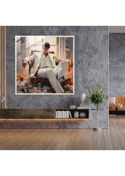 Scarface Son Sahne Cam Baskı - Scarface, Tony Montana, Modern Sanat, Cam Duvar Sanatı, 30X30 modelleri