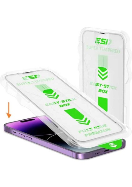 Apple iPhone 15 Plus Uyumlu Ekran Koruyucu Takma Aparatlı Kolay Kurulum Darbelre Dayanklı Temperli Cam