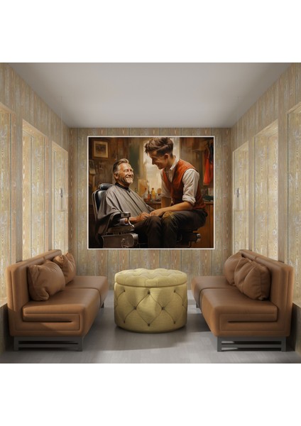 Berber ve Müşteri Kanvas Tablo - Berber, Kanvas Tablo, Ev Dekorasyonu, 30X30 Tablo fiyatları