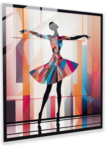 Balerin Elegance Cam Baskı - Balerin, Geometrik Şekiller, Cam Duvar Sanatı, Duvar Dekorasyonu, 30X30