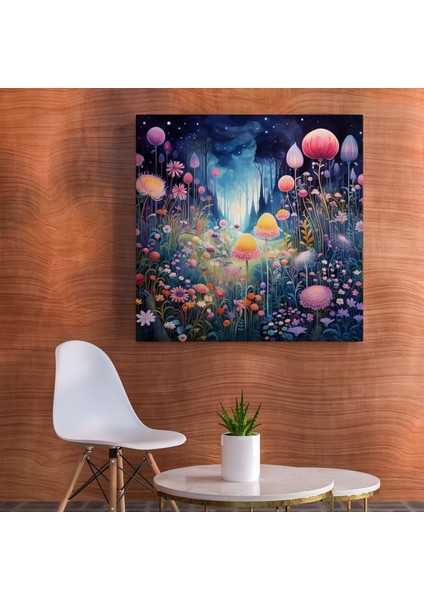Kır Çiçeği Duvar Sanatı - Tuhaf Illüstrasyon - Kanvas Tablo - Kır Çiçeği, Canlı Renkler, Hayal Gücü Çiçekleri, Kanvas Tablo, 30X30