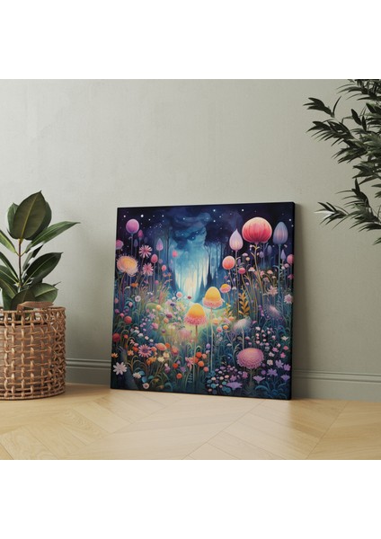 Kır Çiçeği Duvar Sanatı - Tuhaf Illüstrasyon - Kanvas Tablo - Kır Çiçeği, Canlı Renkler, Hayal Gücü Çiçekleri, Kanvas Tablo, 30X30