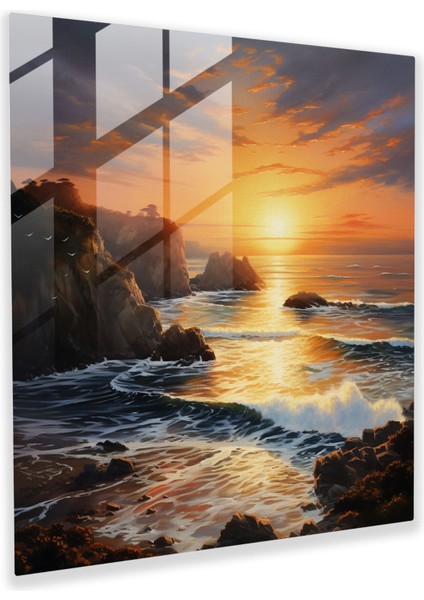 Gün Batımı Serenity Cam Baskı, 30X30