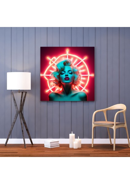 Marilyn Monroe Kanvas Tablo - Retro Neon Tabela Duvar Tablosu - Marilyn Monroe, Kanvas Tablo, Neon Tabela, 70X70 modelleri