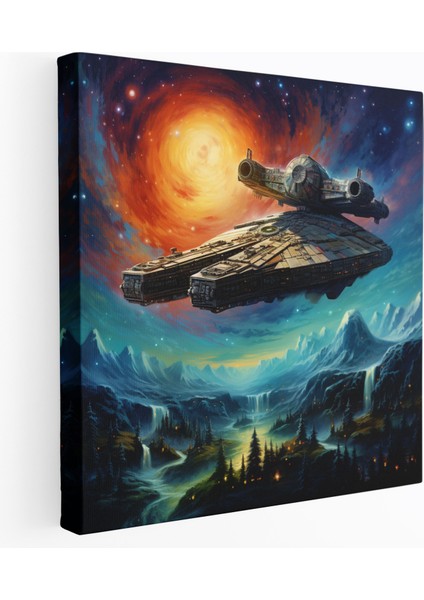 Star Wars Kanvas Tablo - Millennium Falcon Manzara - Yıldız Savaşları, Kanvas Tablo, Ev Dekorasyonu, Yıldız Savaşları, 30X30