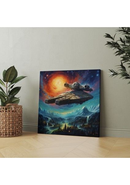 Star Wars Kanvas Tablo - Millennium Falcon Manzara - Yıldız Savaşları, Kanvas Tablo, Ev Dekorasyonu, Yıldız Savaşları, 30X30 modelleri