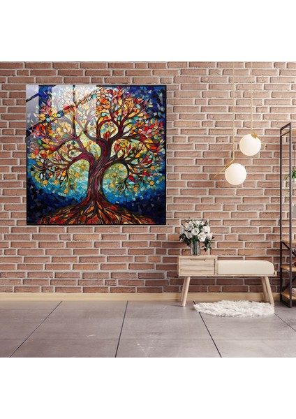 Hayat Ağacı Cam Baskı - Vitray Mozaik - Hayat Ağacı, Cam Baskı, Hayat Ağacı, Cam Duvar Tablosu, 30X30 fiyatları