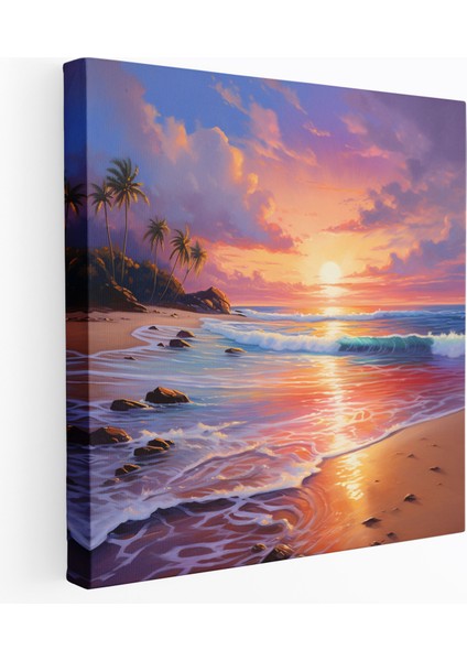 Gökkuşağı Sahilinde Gün Batımı Kanvas Tablo - Gökkuşağı, Kanvas Tablo, Sahilde Gün Batımı, Güzellik, 30X30