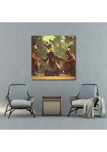 Kızılderili Kanvas Tablo - Vintage Kızılderili Dansçıları - Kızılderili, Kanvas Tablo, Fotoğraf, Duvar Sanatı, 100X100 fiyatları