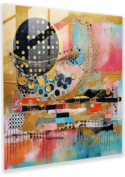 Sanatsal Merak Cam Duvar Sanatı: Soyut Karışık Medya Füzyon, 30X30