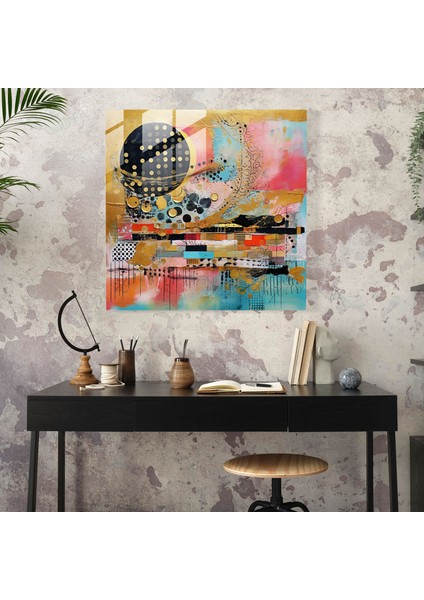 Sanatsal Merak Cam Duvar Sanatı: Soyut Karışık Medya Füzyon, 30X30 fiyatları