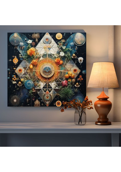 Manevi Duvar Sanatı - Kutsal Semboller Kolaj Kanvas Tablo - Manevi, Kutsal Semboller, Kolaj Sanat Eseri, Kanvas Tablo, 30X30 modelleri