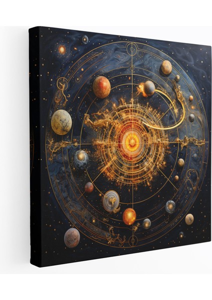 Astronomik Yıldız Haritası Kanvas Tablo - Yıldız Haritası, Canlı Renkler, Duvar Dekorasyonu, Kanvas Tablo, 30X30