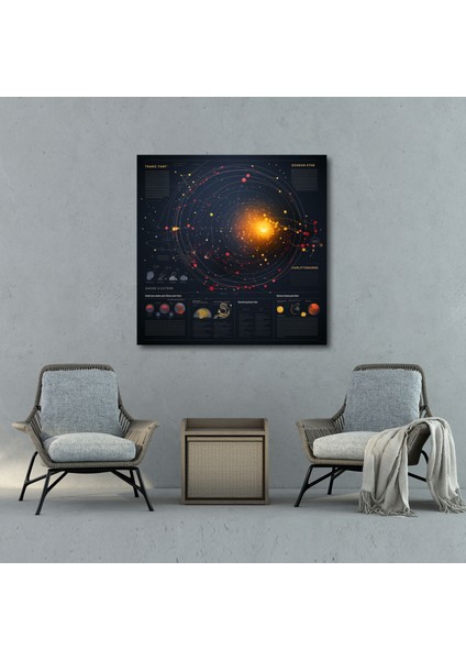 Eğitici Yıldız Haritası Duvar Tablosu - Yıldız Haritası, Eğitici, Kanvas Tablo, Ev Dekorasyonu, 30X30 fiyatları