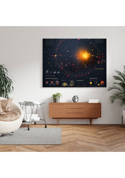 Eğitici Yıldız Haritası Duvar Tablosu - Yıldız Haritası, Eğitici, Kanvas Tablo, Ev Dekorasyonu, 30X30 modelleri