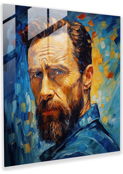 Vincent'ın Kucaklayan Cam Duvar Sanatı - Büyüleyici Van Gogh Tarzı Portre - Modern Sanat Eseri, 30X30