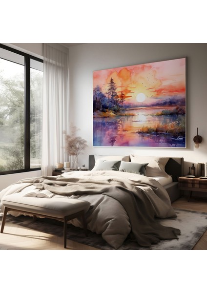 Bohem Gün Batımı Kanvas Tablo - Bohem, Duvar Dekorasyonu, Bohem, Duvar Sanatı, 30X30