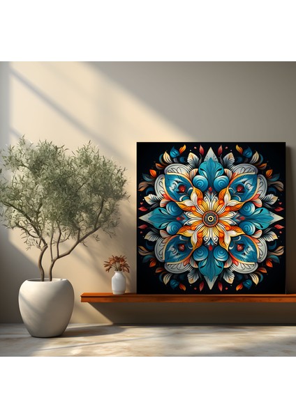 Spiritüel Duvar Sanatı - Elle Çizilmiş Mandala Tasarım Kanvas Tablo - Manevi, Manevi, Duvar Sanatı, Duvar Dekorasyonu, 30X30