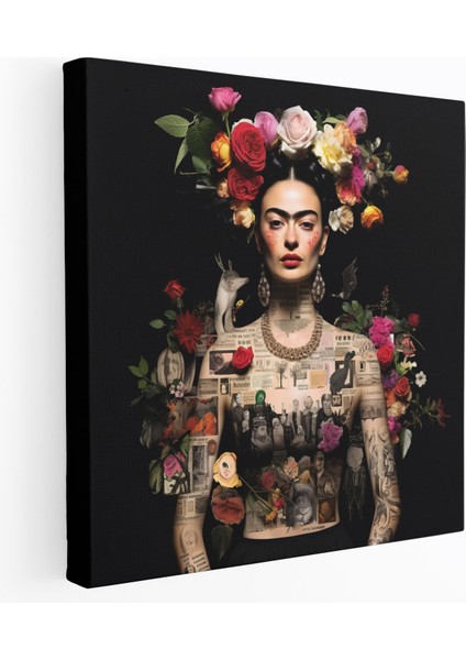 Frida Kahlo Alıntı Kolajı Kanvas Tablo Tablo - Frida Kahlo, Kanvas Tablo, Duvar Dekorasyonu, Alıntı Kolajı, 50X50