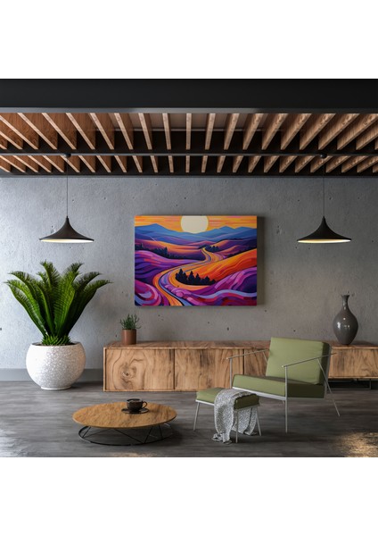 Mor Manzara Kanvas Tablo - Mor, Kanvas Tablo, Duvar Dekorasyonu, Kanvas Tablo, 30X30 modelleri