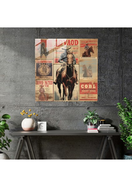 Rustik Vintage Cam Baskı: Vahşi Batı'nın Ruhunu Kutlayan, Eskitilmiş Dokulara ve Soluk Renklere Sahip Vintage Rodeo Posterlerinden Oluşan Kolaj, 30X30 fiyatları