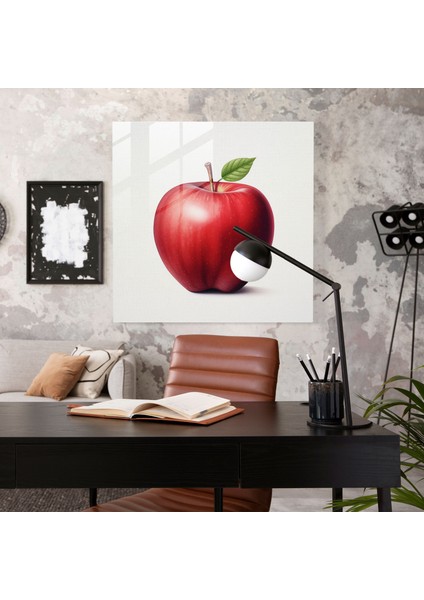Natürmort Cam Baskı - Minimalist Elma Illüstrasyon - Natürmort, Duvar Süslemesi, Cam Baskı, Ev Dekorasyonu, 30X30 fiyatları